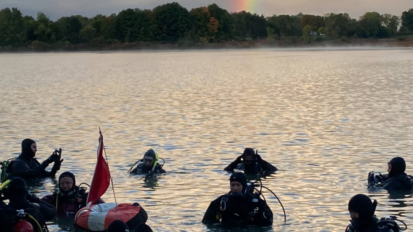 Scuba students at sunset